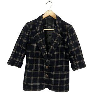 Smythe Les Vestes Tweed Plaid Windowpane Blazer Wool Blend Sz 4
